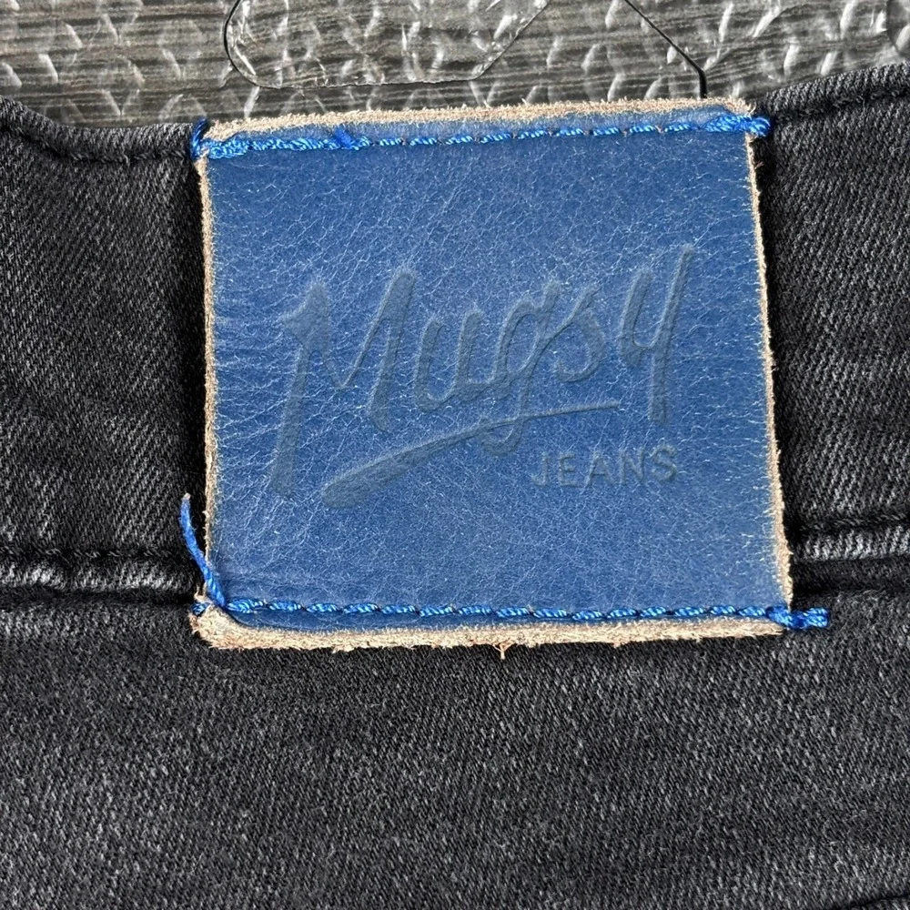 Mugsy Jeans Mens 30x30 (fits 30x29) Black Squid Inks Stretch Slim Straight Denim